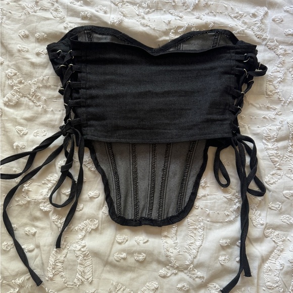 Too Cute S Black Washed Tie Adjustable Tightness Corset - Picture 4 of 4